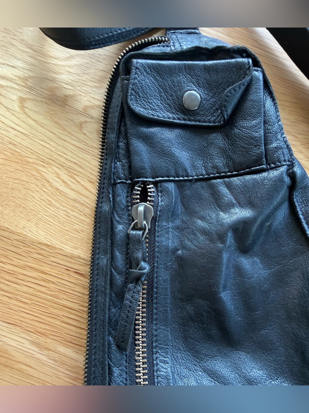 Free People Jagger Black Leather Crossbody Sling Bag - Picture 5 of 6